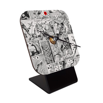 Classic comic Limited B/W, Quartz Wooden table clock with hands (10cm)
