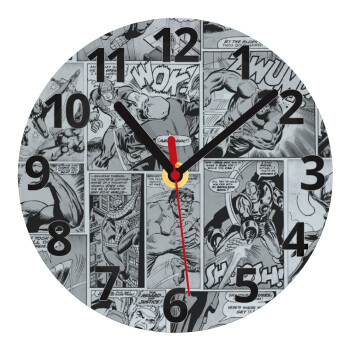 Classic comic Limited B/W, Ρολόι τοίχου γυάλινο (20cm)