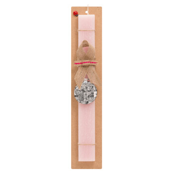 Classic comic Limited B/W, Easter Set, wooden keychain & scented flat Easter candle (30cm) (PINK)