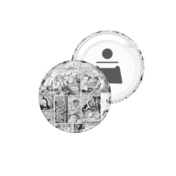 Classic comic Limited B/W, Μαγνητάκι και ανοιχτήρι μπύρας στρογγυλό διάστασης 5,9cm