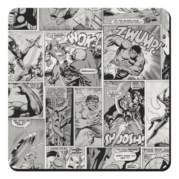 Classic comic Limited B/W, Τετράγωνο μαγνητάκι ξύλινο 9x9cm