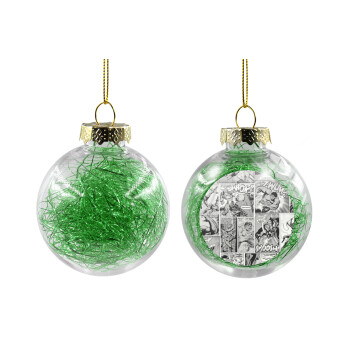 Classic comic Limited B/W, Χριστουγεννιάτικη μπάλα δένδρου διάφανη με πράσινο γέμισμα 8cm