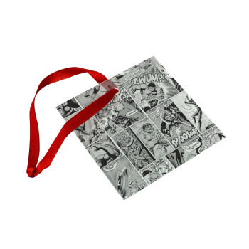 Classic comic Limited B/W, Christmas ornament, glass square ornament 9x9cm