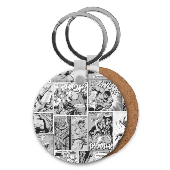 Classic comic Limited B/W, Μπρελόκ Ξύλινο στρογγυλό MDF Φ5cm
