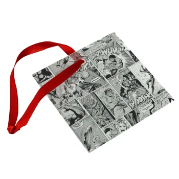 Classic comic Limited B/W, Christmas ornament, glass square ornament 9x9cm