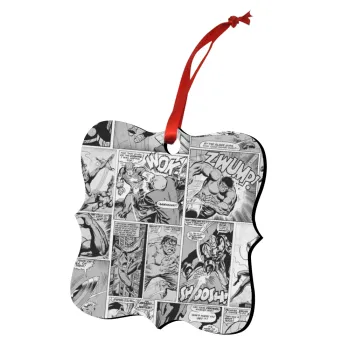 Classic comic Limited B/W, Στολίδι Χριστουγεννιάτικο στολίδι polygon ξύλινο 7.5cm