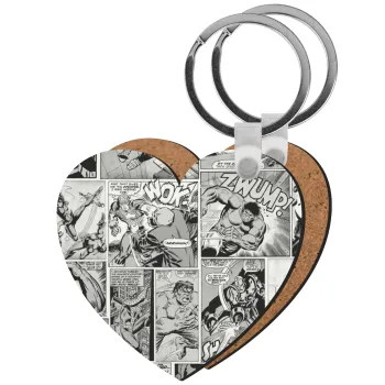 Classic comic Limited B/W, Μπρελόκ Ξύλινο καρδιά MDF