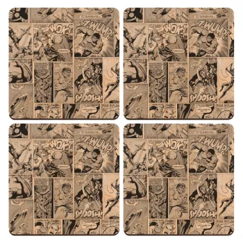 Classic comic Limited B/W, ΣΕΤ x4 Σουβέρ ξύλινα τετράγωνα plywood (9cm)