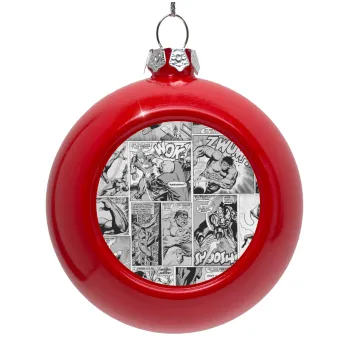 Classic comic Limited B/W, Στολίδι Χριστουγεννιάτικη μπάλα δένδρου Κόκκινη 8cm