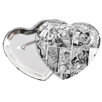 Classic comic Limited B/W, Κονκάρδα παραμάνα καρδιά (57x52mm)