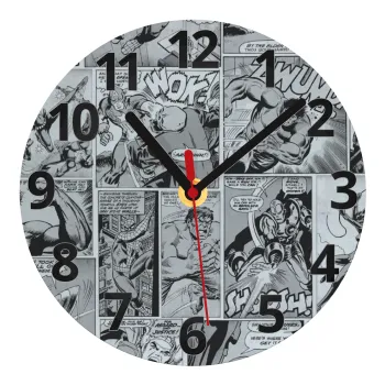 Classic comic Limited B/W, Ρολόι τοίχου γυάλινο (20cm)