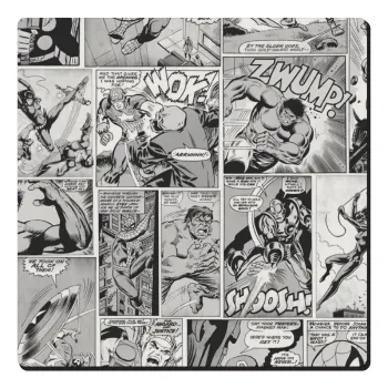 Classic comic Limited B/W, Τετράγωνο μαγνητάκι ξύλινο 6x6cm