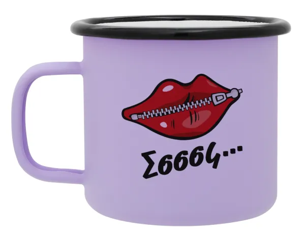 Σσσσς... — Metal enamel mug, matte light pastel purple, 360ml