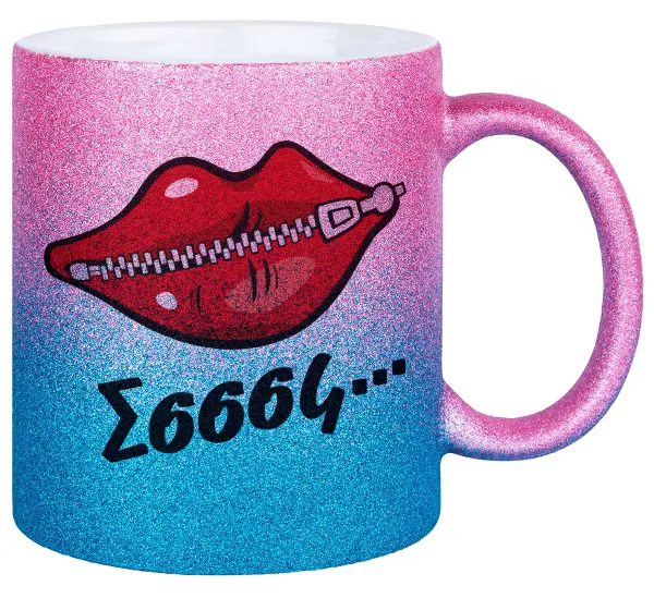 Σσσσς... — Gold/blue glitter mug, ceramic, 330ml