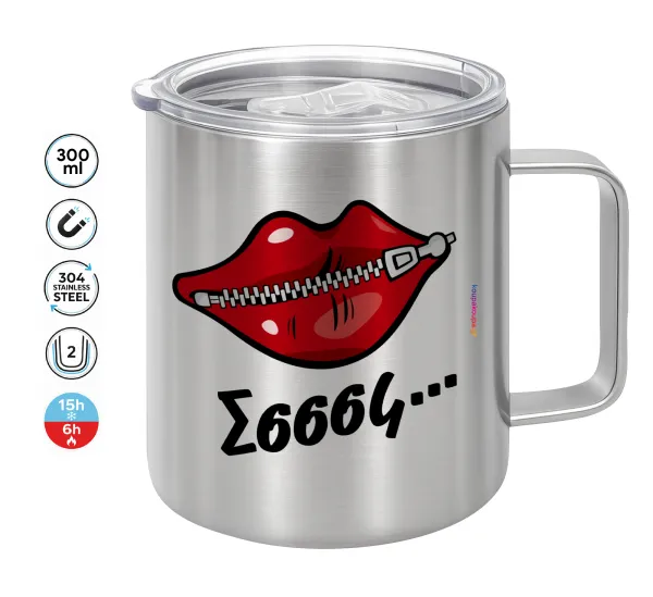 Σσσσς... — Double-walled stainless steel mug 300ml with temperature-retaining lid