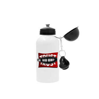 Trust no one... (zipper), Μεταλλικό παγούρι νερού, Λευκό, αλουμινίου 500ml