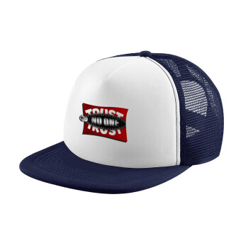 Trust no one... (zipper), Καπέλο Soft Trucker με Δίχτυ Dark Blue/White 