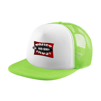 Trust no one... (zipper), Καπέλο Soft Trucker με Δίχτυ Πράσινο/Λευκό