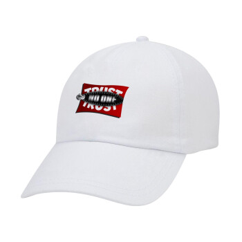 Trust no one... (zipper), Καπέλο ενηλίκων Jockey Λευκό (snapback, 5-φύλλο, unisex)