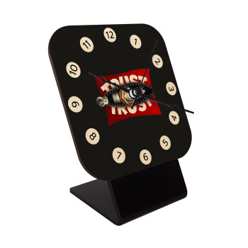 Trust no one... (zipper), Quartz Table clock in natural wood (10cm)