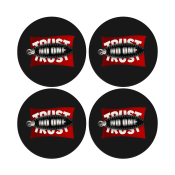 Trust no one... (zipper), ΣΕΤ 4 Σουβέρ ξύλινα στρογγυλά (9cm)