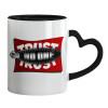 Mug heart black handle, ceramic, 330ml
