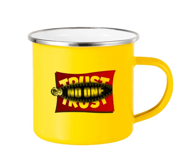 Trust no one... (zipper) — Yellow Enamel Metallic Cup 360ml