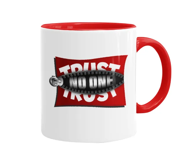 Trust no one... (zipper) — Κούπα χρωματιστή κόκκινη, κεραμική, 330ml
