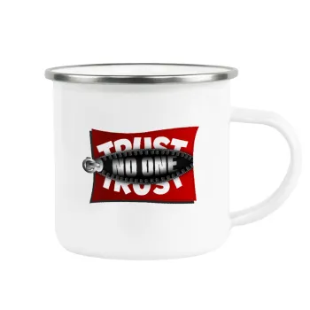 Trust no one... (zipper), Metallic enamel cup white 360ml