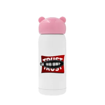 Trust no one... (zipper), Pink stainless steel thermal flask, 320ml