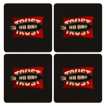 Trust no one... (zipper), ΣΕΤ x4 Σουβέρ ξύλινα τετράγωνα plywood (9cm)