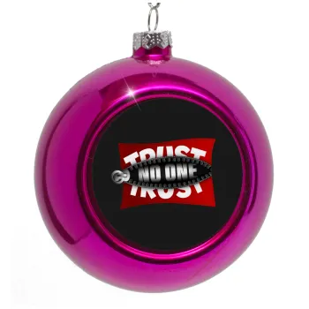 Trust no one... (zipper), Στολίδι Χριστουγεννιάτικη μπάλα δένδρου Μωβ 8cm