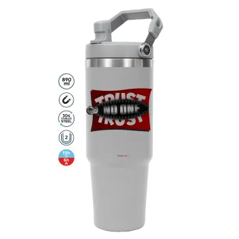 Trust no one... (zipper), ΓΚΡΙ χρώματος Θερμός Ανοξείδωτο 890ml (30oz) με χερούλι