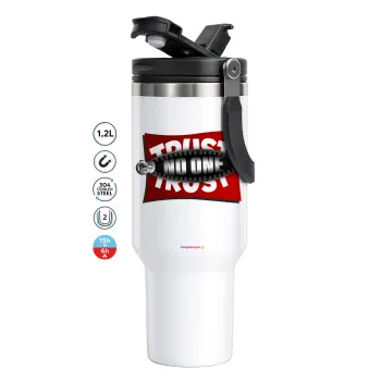 Trust no one... (zipper), Mega Tumbler με καπάκι, διπλού τοιχώματος (θερμό) 1,2L
