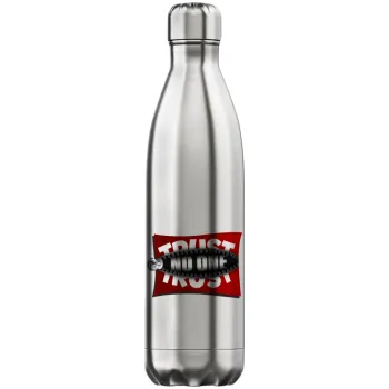 Trust no one... (zipper), Inox (Stainless steel) hot metal mug, double wall, 750ml