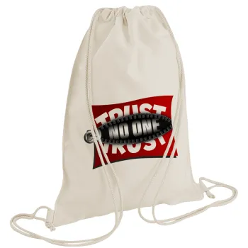 Trust no one... (zipper), Τσάντα πλάτης πουγκί GYMBAG natural (28x40cm)