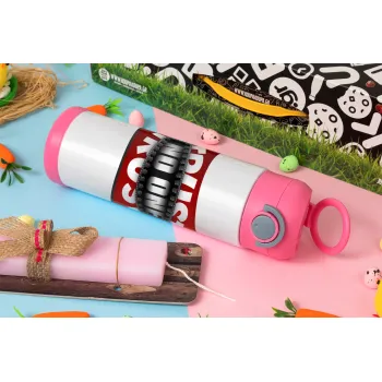 Trust no one... (zipper), Easter candle, Childrens hot water bottle, stainless steel, with safety straw, PINK (500ml)
