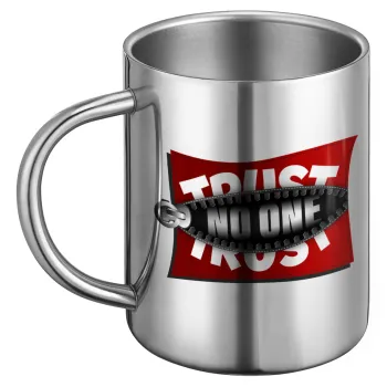 Trust no one... (zipper), Ανοξείδωτη Μεταλλική Κούπα 450ml - Διπλού Τοιχώματος