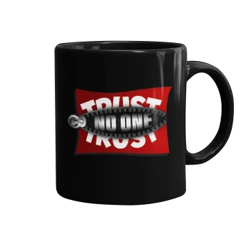 Trust no one... (zipper), Κούπα Μαύρη, κεραμική, 330ml