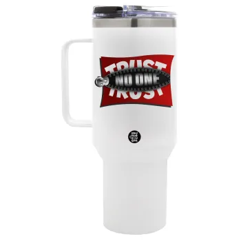 Trust no one... (zipper), Mega Tumbler με καπάκι, διπλού τοιχώματος (θερμό) 1,2L