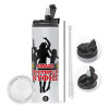 Travel Tumbler 2 Lids, with metal straw & cleaning brush (Stainless steel 304 Food grade, BPA free, 600ml)