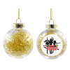 Transparent Christmas tree ball ornament with gold filling 8cm