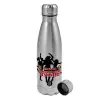 Metallic water bottle, stainless steel, 750ml