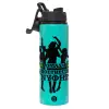 Metallic water bottle with safety lid, 850ml aluminum