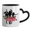 Mug heart black handle, ceramic, 330ml