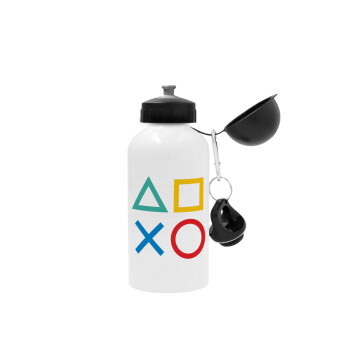 Gaming Symbols, Metal water bottle, White, aluminum 500ml