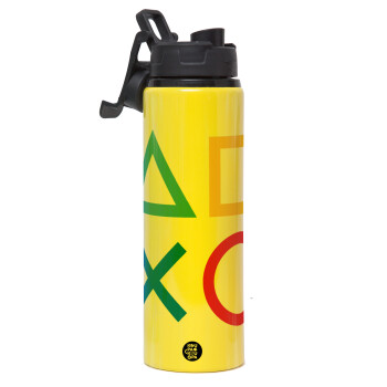 Gaming Symbols, Metallic water bottle with safety lid, 850ml aluminum