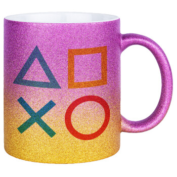 Gaming Symbols, Κούπα Χρυσή/Ροζ Glitter, κεραμική, 330ml