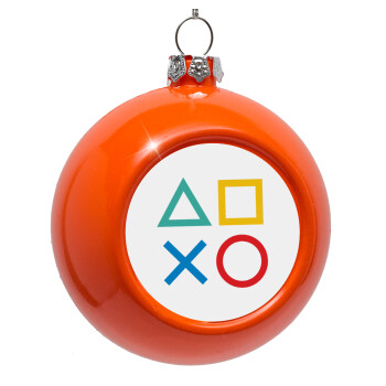 Gaming Symbols, Orange Christmas tree ornament bauble 8cm