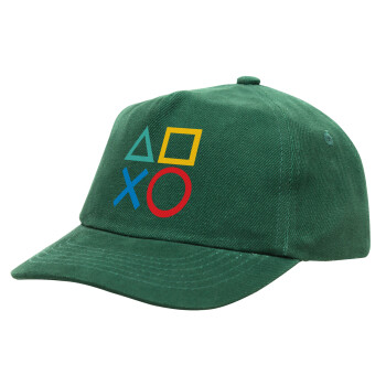 Gaming Symbols, Καπέλο παιδικό Baseball, 100% Βαμβακερό, Low profile, Πράσινο
